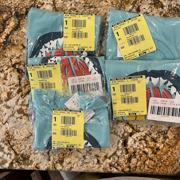 NWT J. Crew Boys' Pastel Blue W/"Jawsome" Shark Graphic Tank - Picture 9 of 9